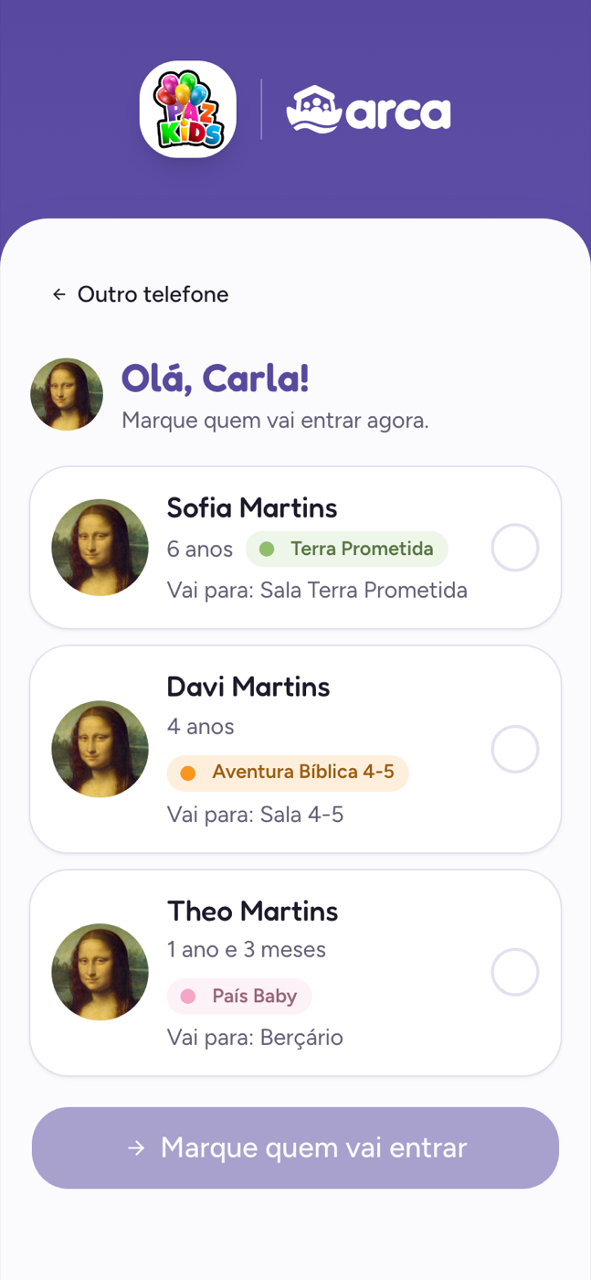 Check-in pelo celular