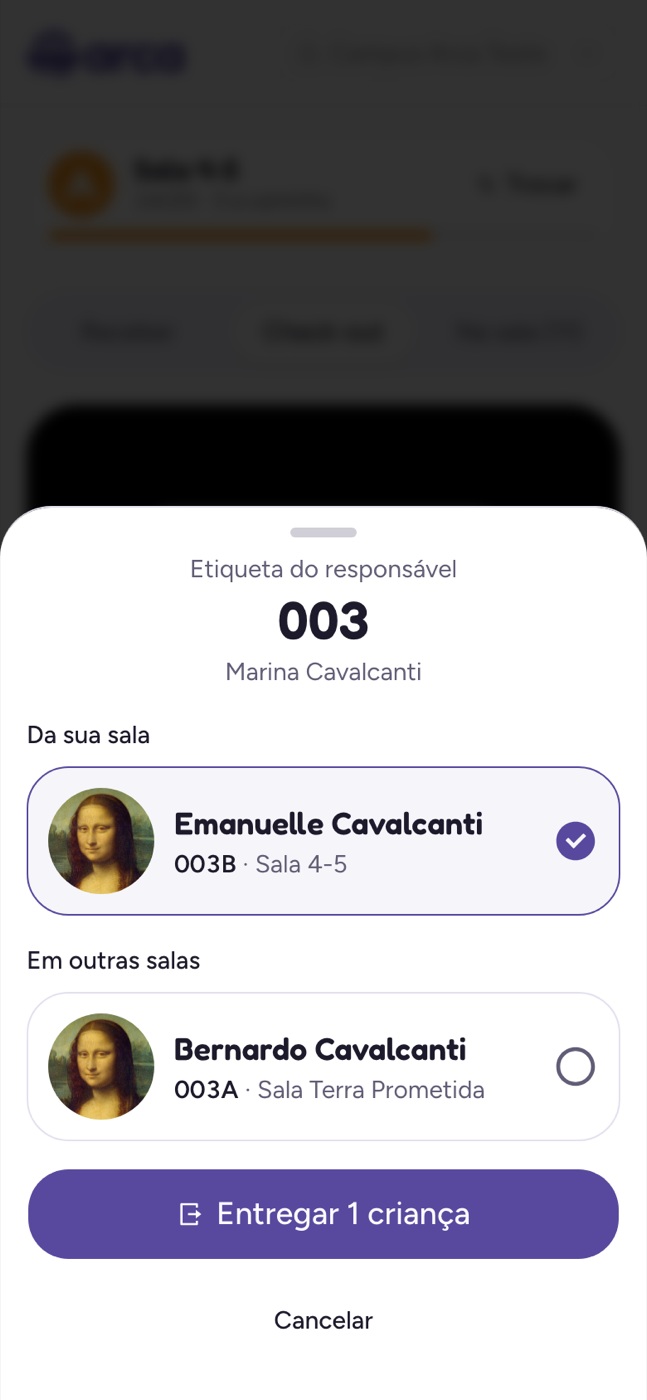 Leitura da etiqueta do responsável